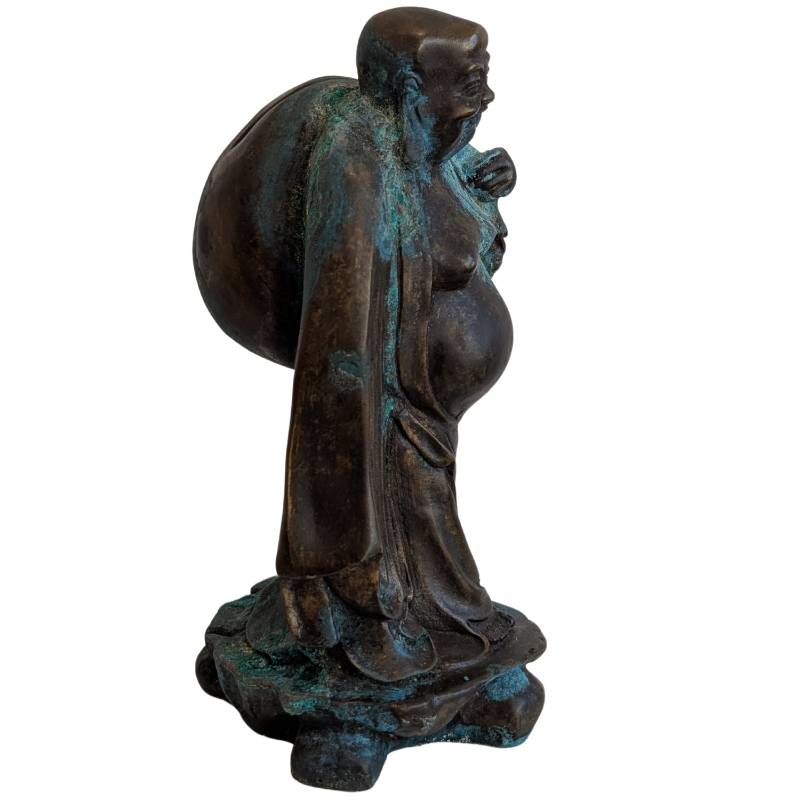 Chinese Buddha statue in bronze with a round belly