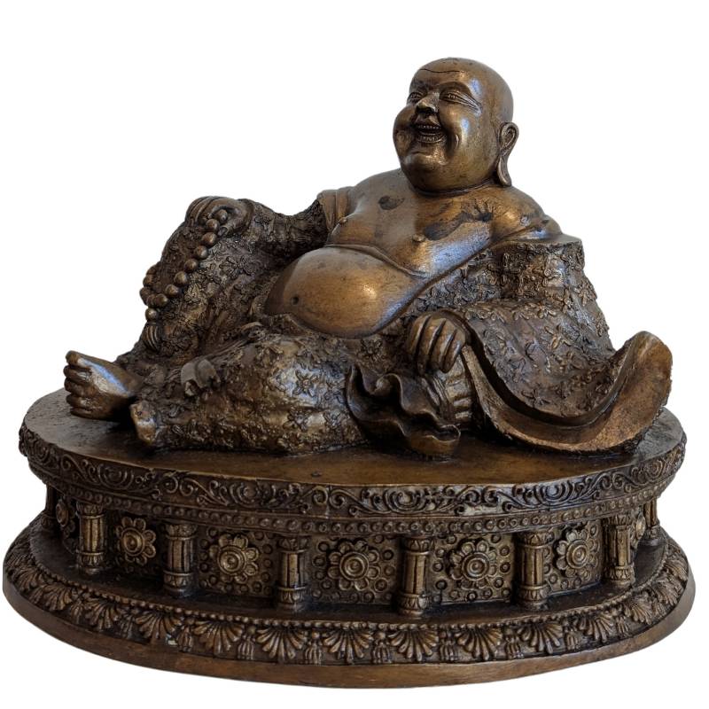 Bronze Laughing Buddha Budai as a Chinese symbol of good luck