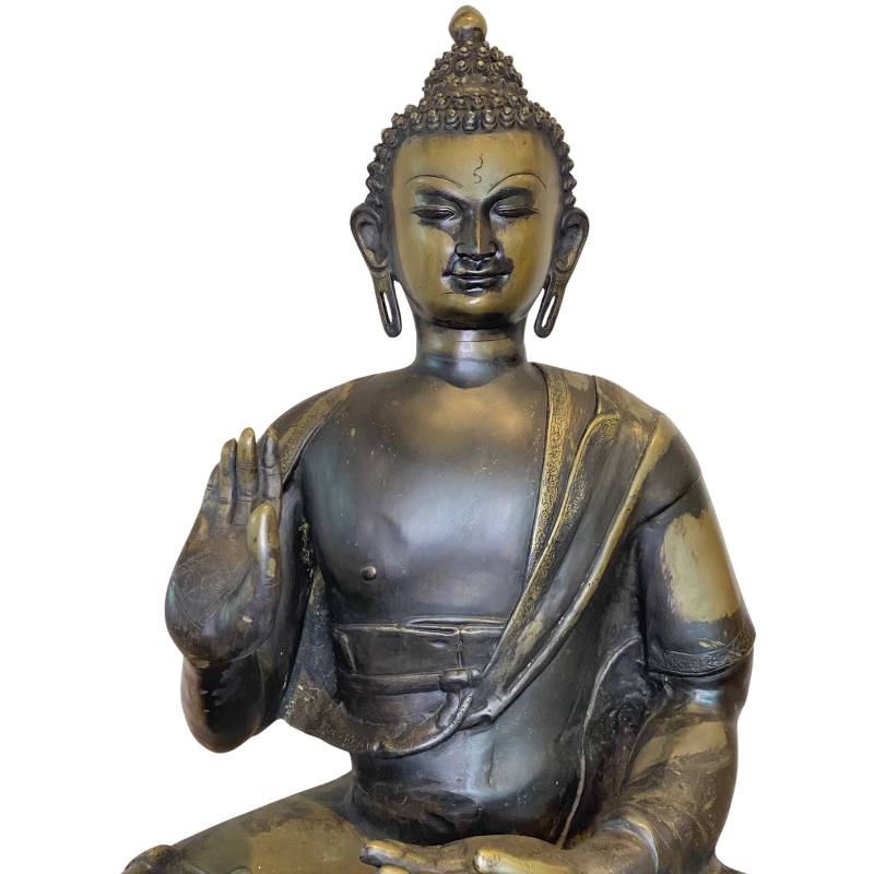 Ladakh Buddha in bronze from the 18th century with old wear and patina