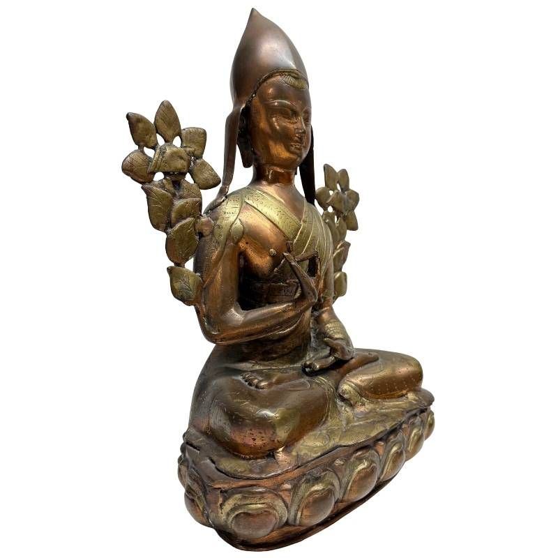 Antique Ladakh lama statue of ormolu-plated bronze