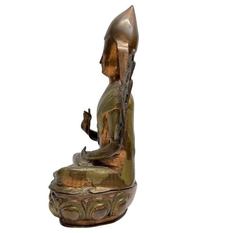 Antique Tsongkhapa Lama from Ladakh with ormolu surface