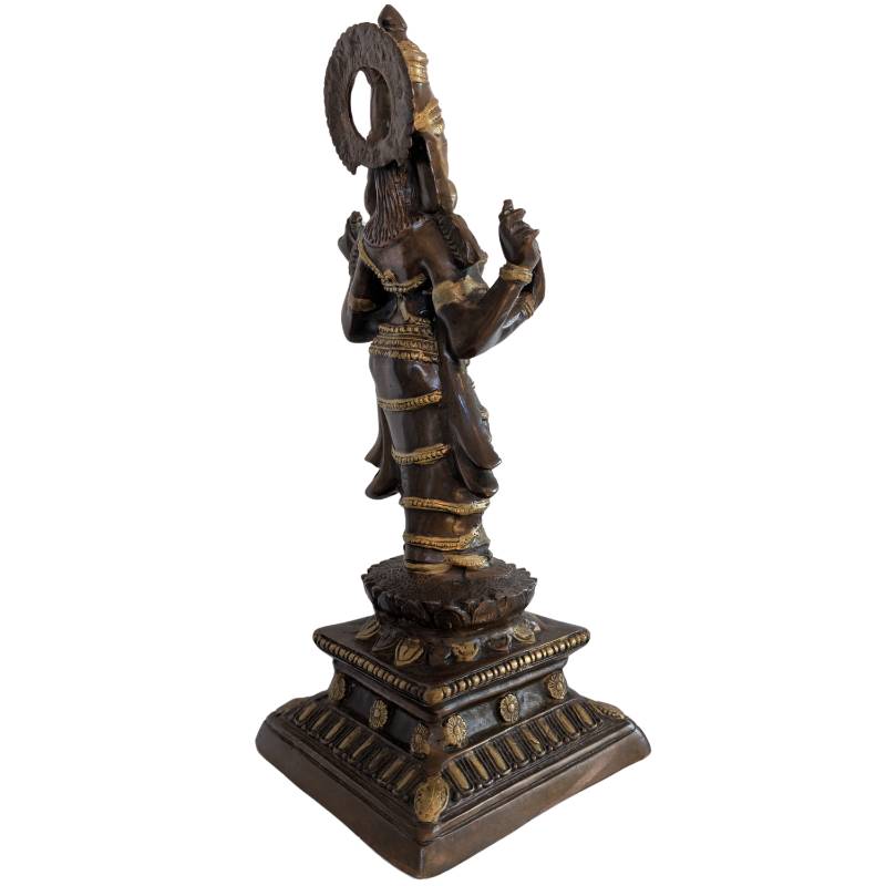 Lakshmi goddess bronze statue India Hindu lotus sculpture