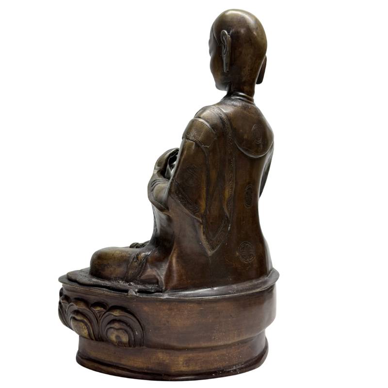 Bronze llama statue on a classic lotus base