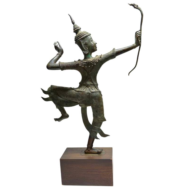 Large Thai bronze statue in classical style with natural patina