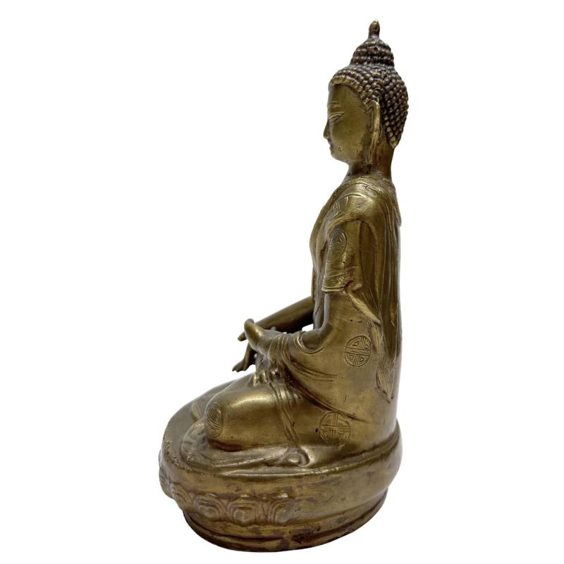 Chinese bronze Buddha statue from the late Qing period with shou decoration