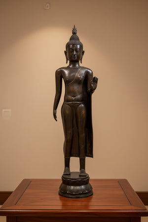 Bouddha marchant en bronze grandeur nature – 117 cm