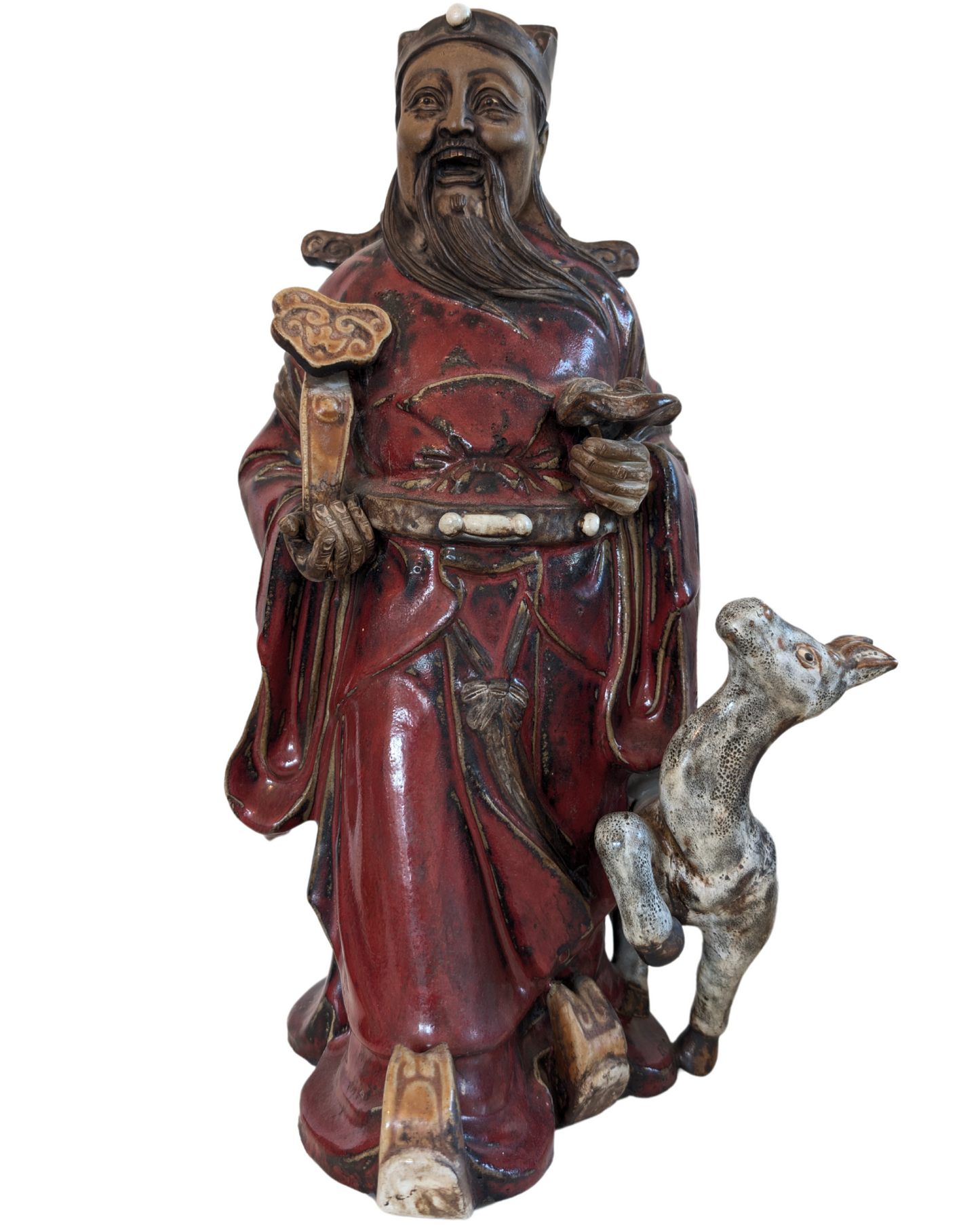 Lu depicted with a ruyi scepter and a hand-formed deer, a symbol of rank.