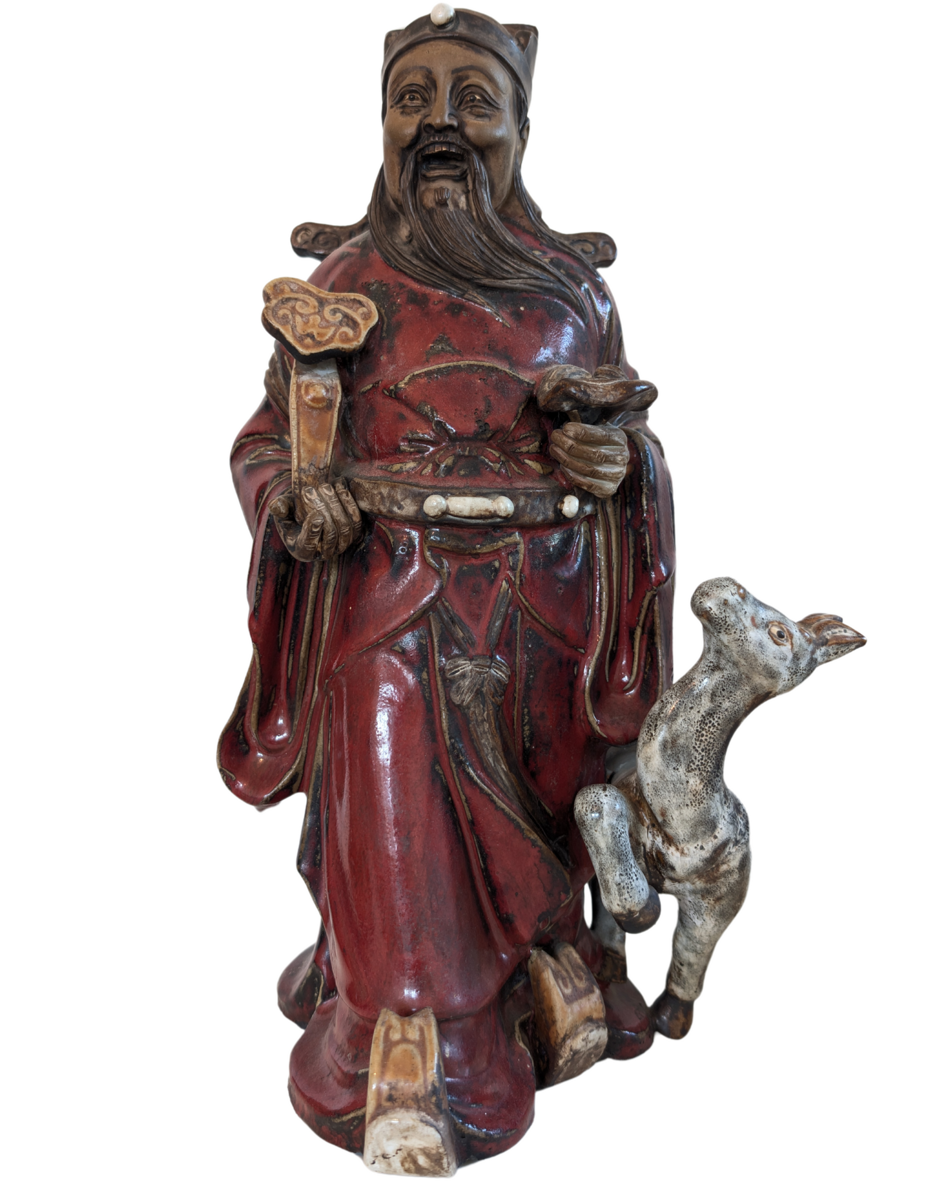 Lu depicted with a ruyi scepter and a hand-formed deer, a symbol of rank.