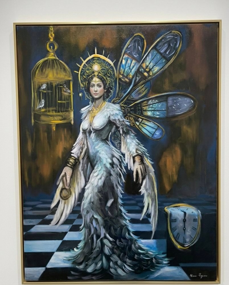 Het schilderij van Pagano gepresenteerd als blikvanger in een modern design interieur.