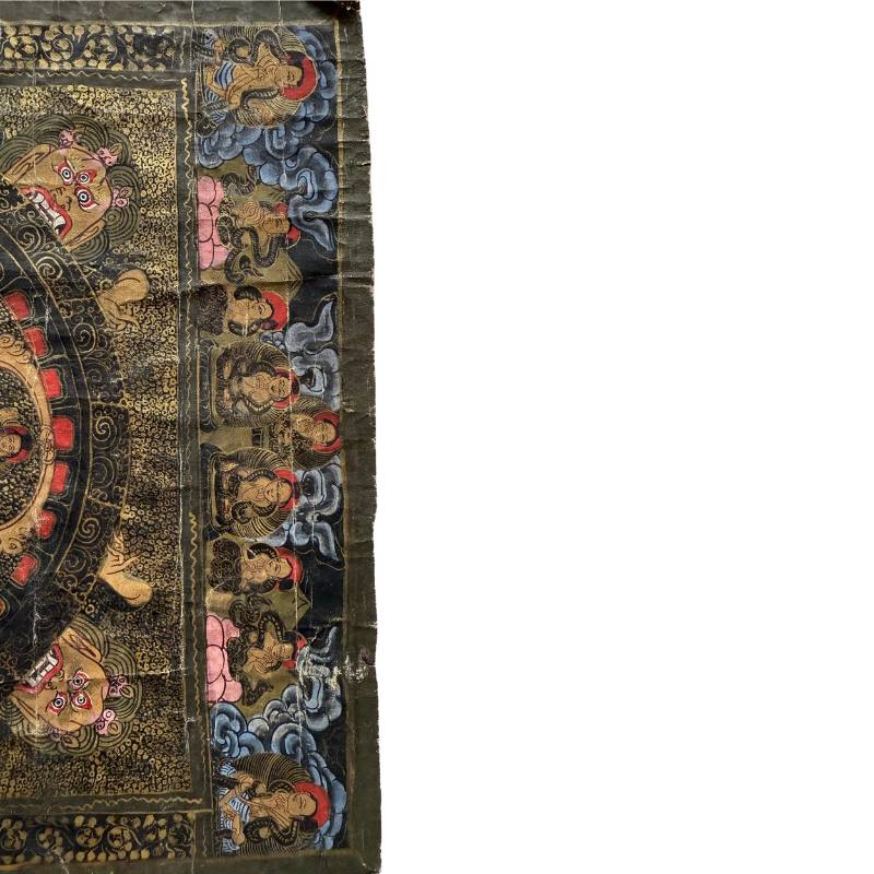 Mandala thangka on canvas with gold-colored pigments from Nepal