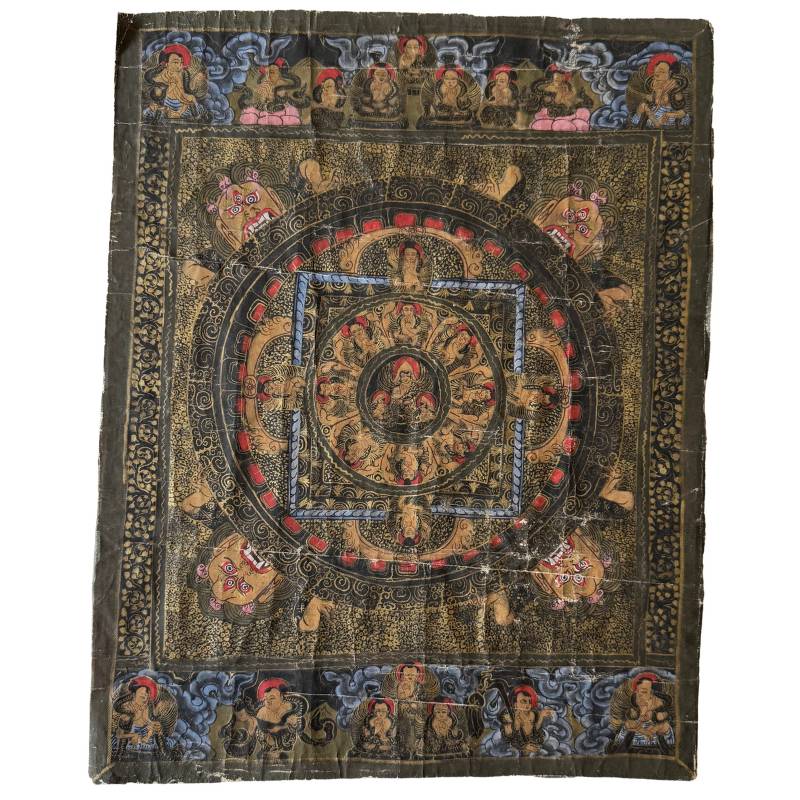 Buddhist mandala thangka on cloth from Nepal