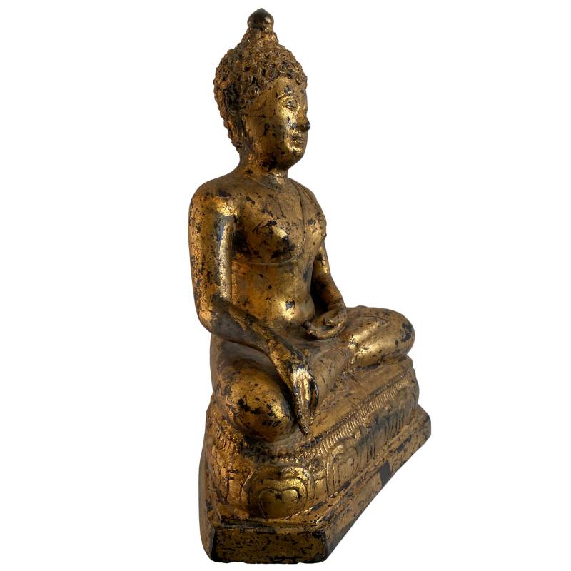 Burmese Mandalay Buddha statue of bronze with lacquer and gesso construction, Lot 159