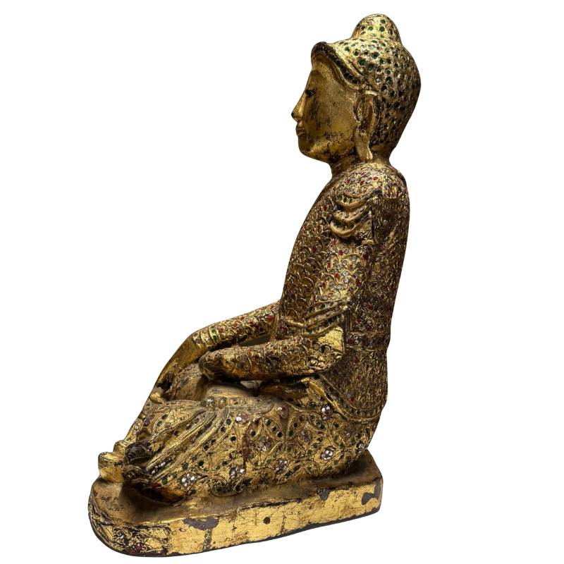 Mandalay Buddha with a gold-colored finish as a symbol of peace, balance, and spiritual stability