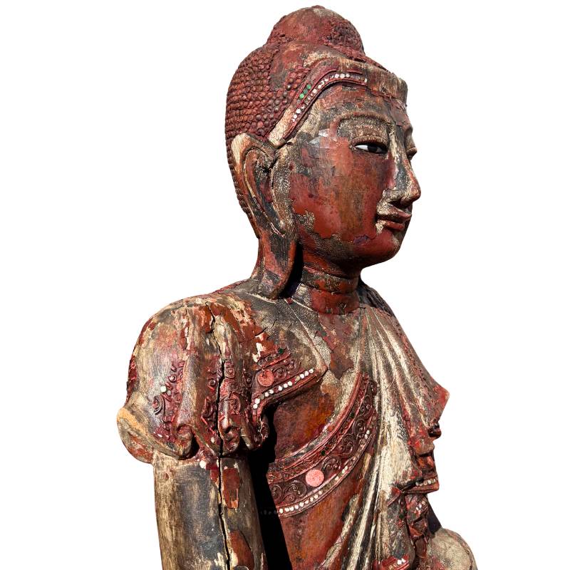 Wooden Buddha statue in Mandalay style from Burma
