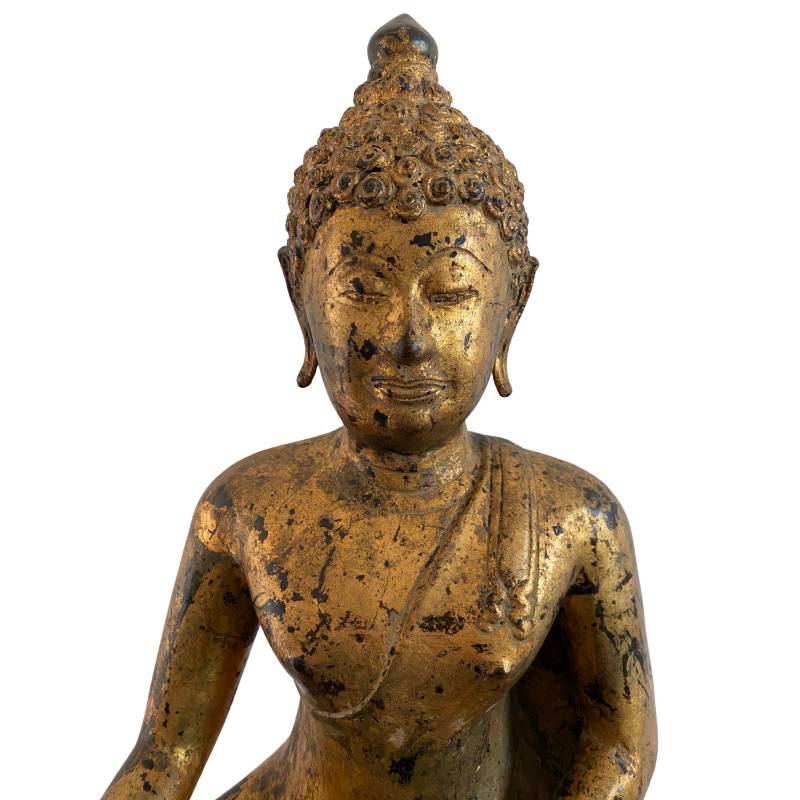 Burmese Mandalay Buddha statue of bronze with lacquer and gesso layers, Lot 159