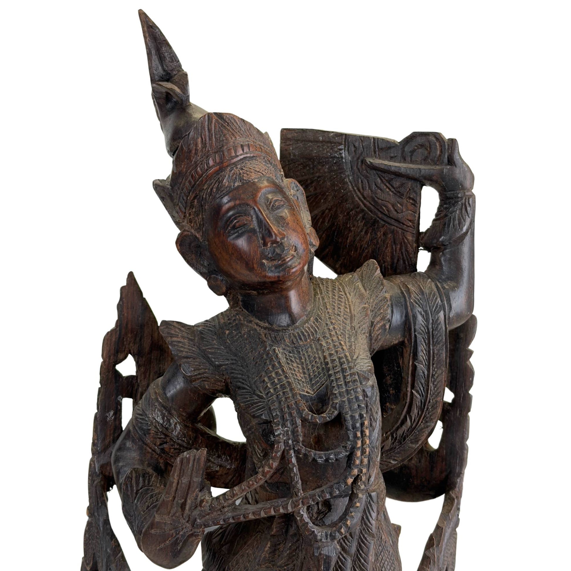 Hand-carved wooden Kinnari in Mandalay style