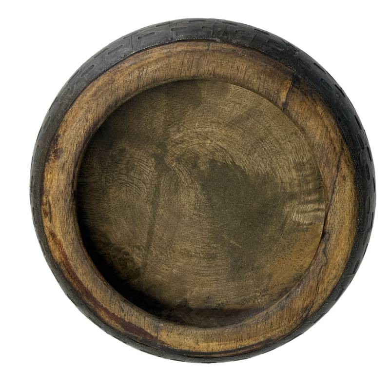 Moroccan wooden storage box with geometric pattern and warm wood tones