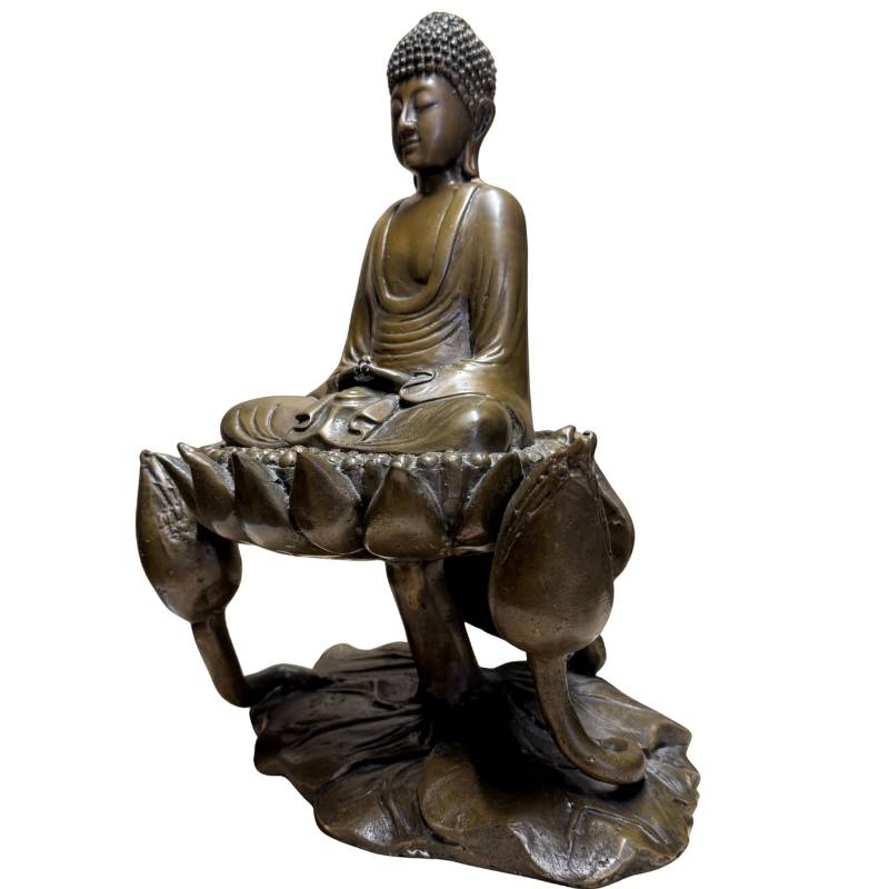 Solid bronze Buddha for altar or meditative space with a serene appearance