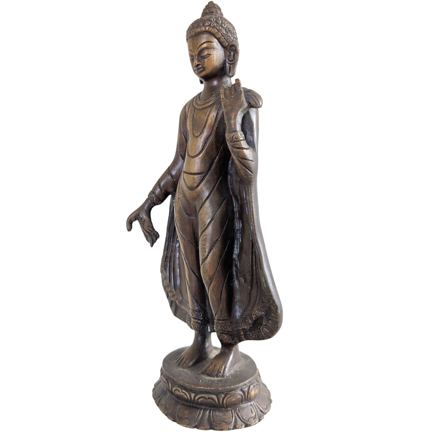 Handmade solid bronze Buddha statue weighing 1.6 kg.