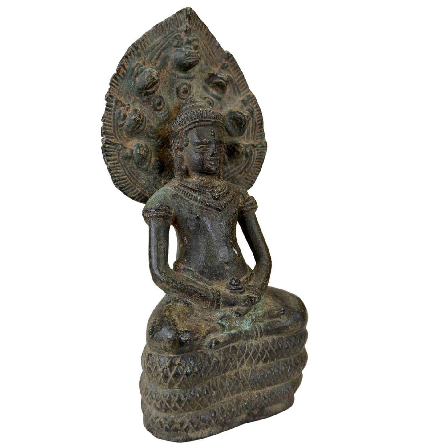 Heavy quality solid bronze Naga Buddha weighing 2.2 kg.