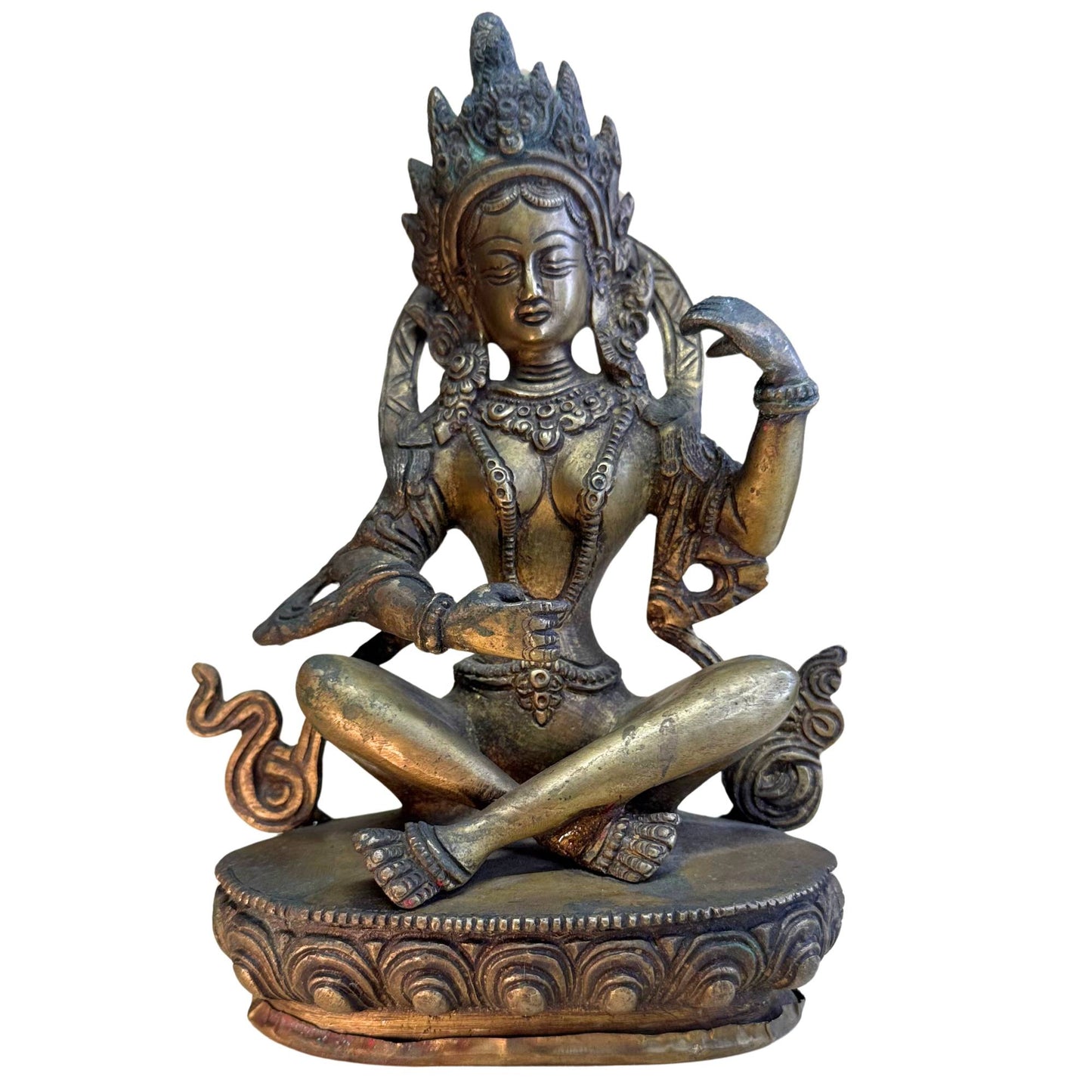 Antique solid Saraswati gilded bronze 1920