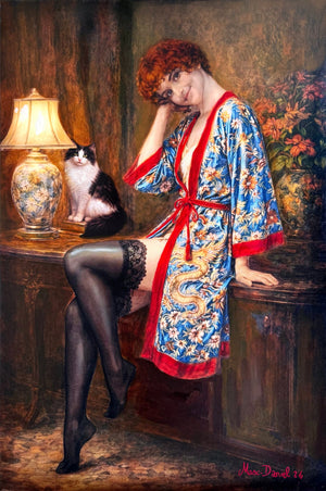 Max-Daniel – Alcôve en bas noirs – Œuvre unique en techniques mixtes – 60 x 90 cm