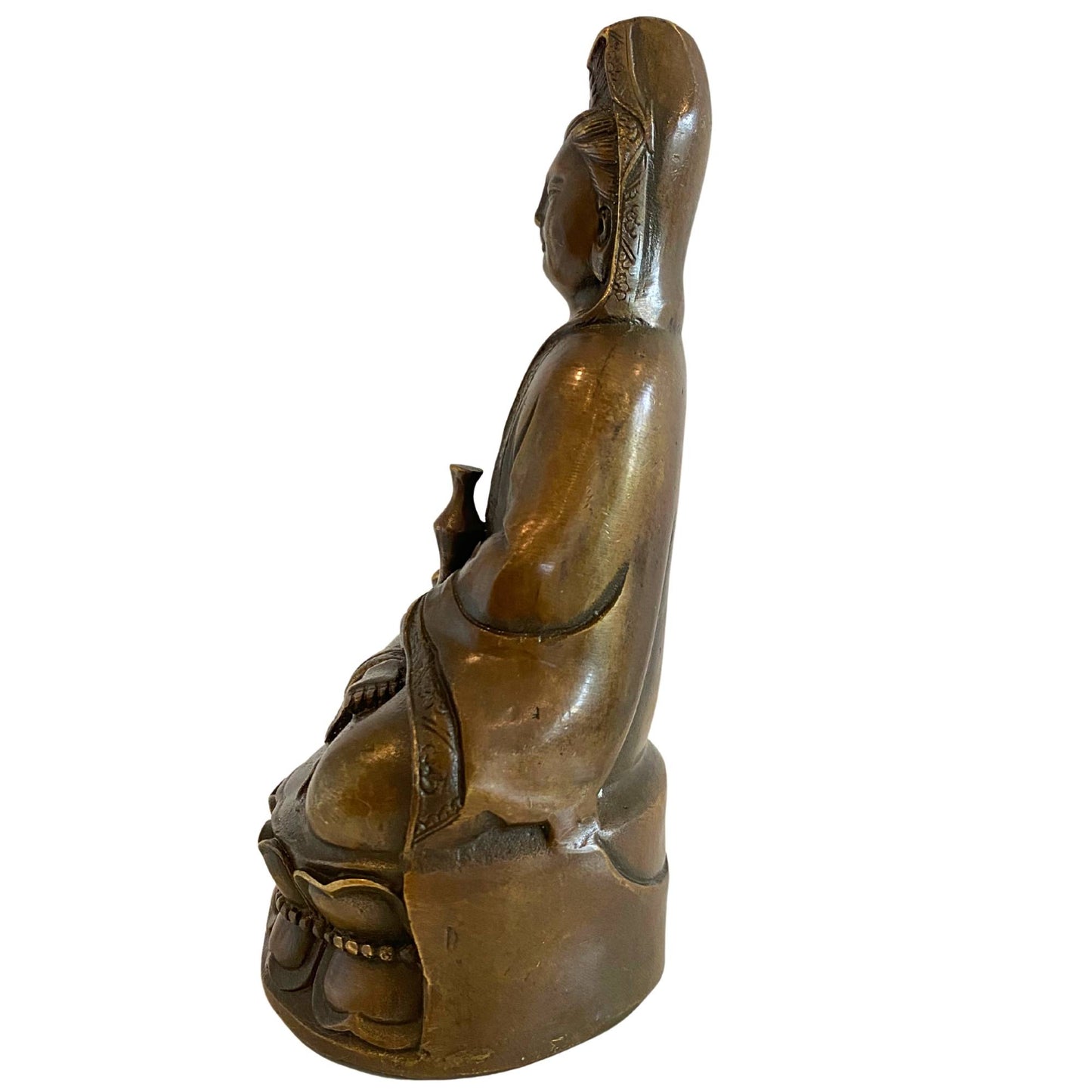 Guanyin bronze meditation figurine for Feng Shui harmony