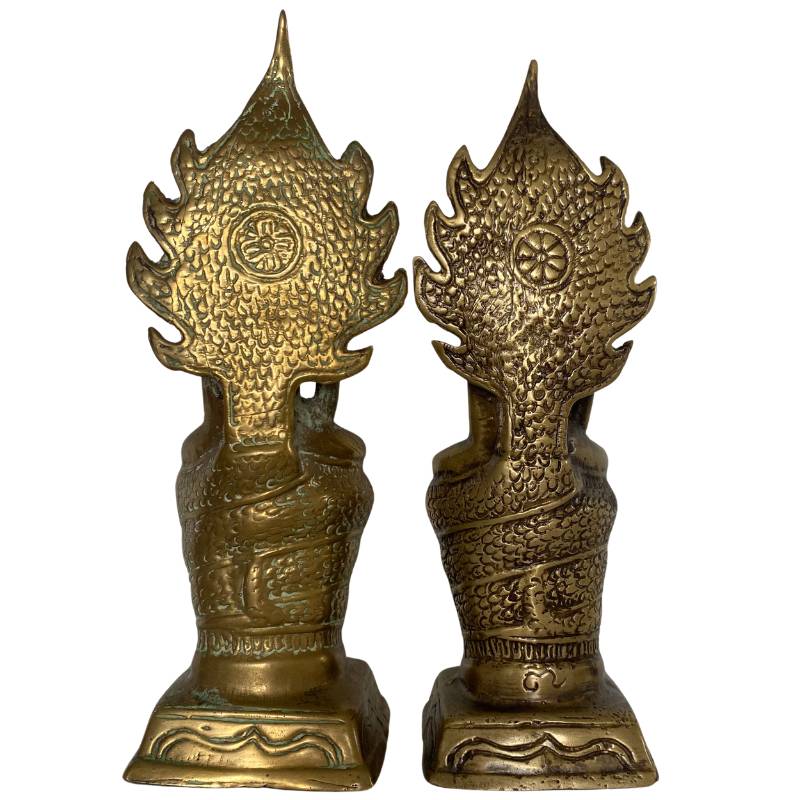 Meditation Buddha Naga brass Southeast Asia