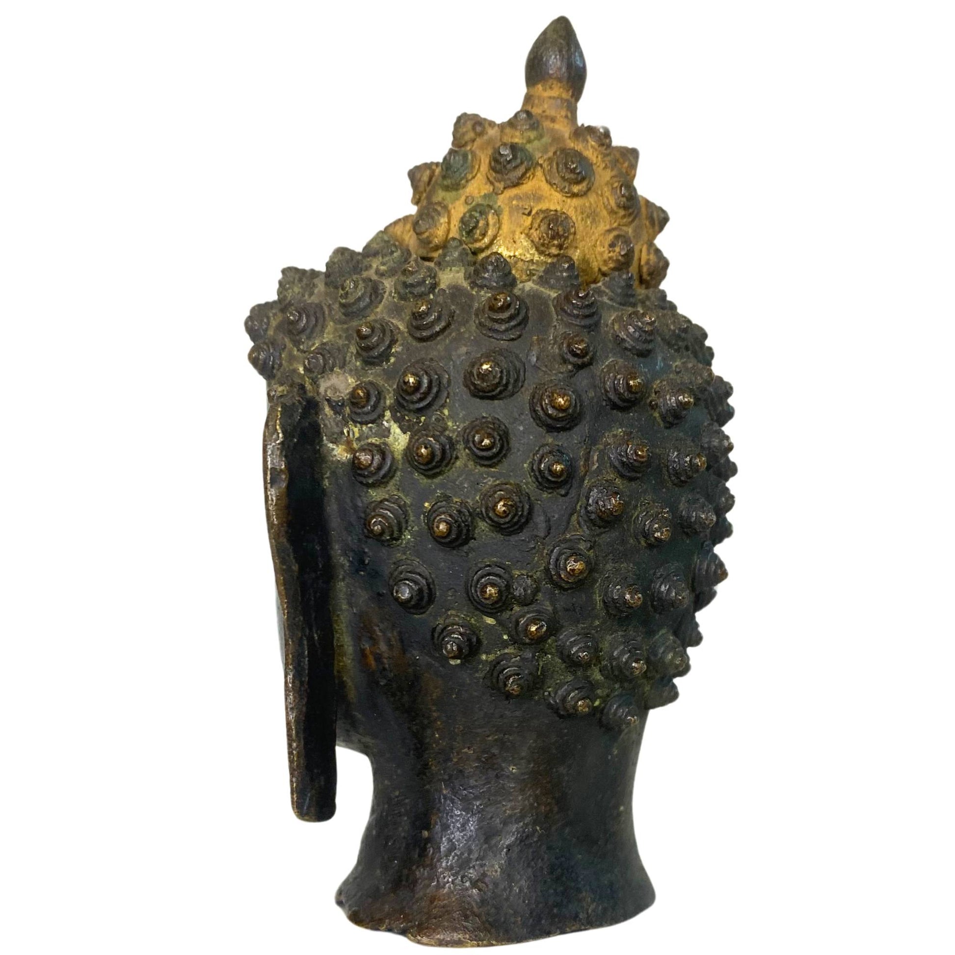 Left profile of the Buddha with emphasis on the downcast eyes and serene mouth.