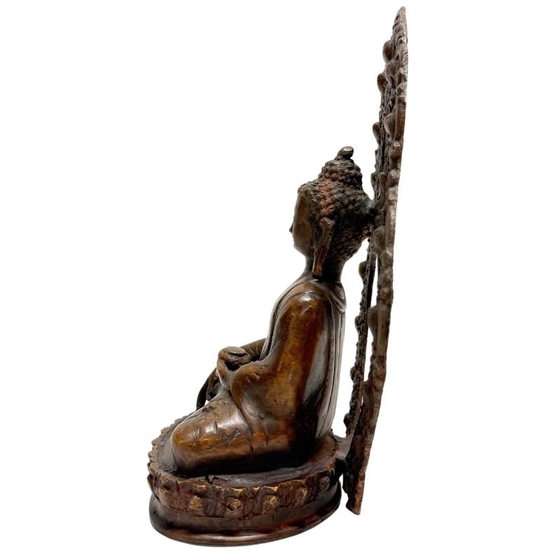 Antique bronze meditation Buddha statues with Dhyana Mudra from the Himalayan region