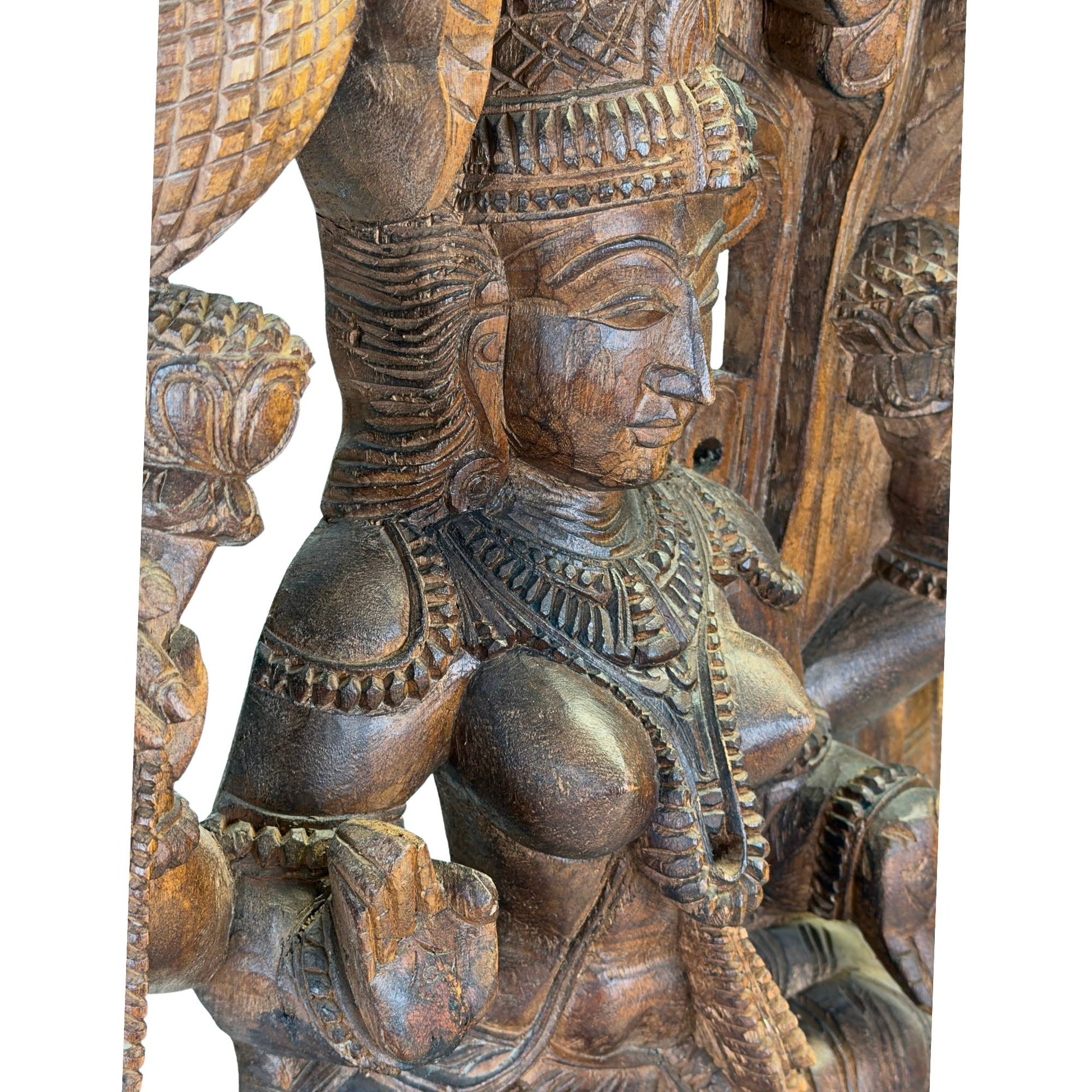 Close-up of the characteristic almond-shaped fish eyes of the goddess Meenakshi Amman