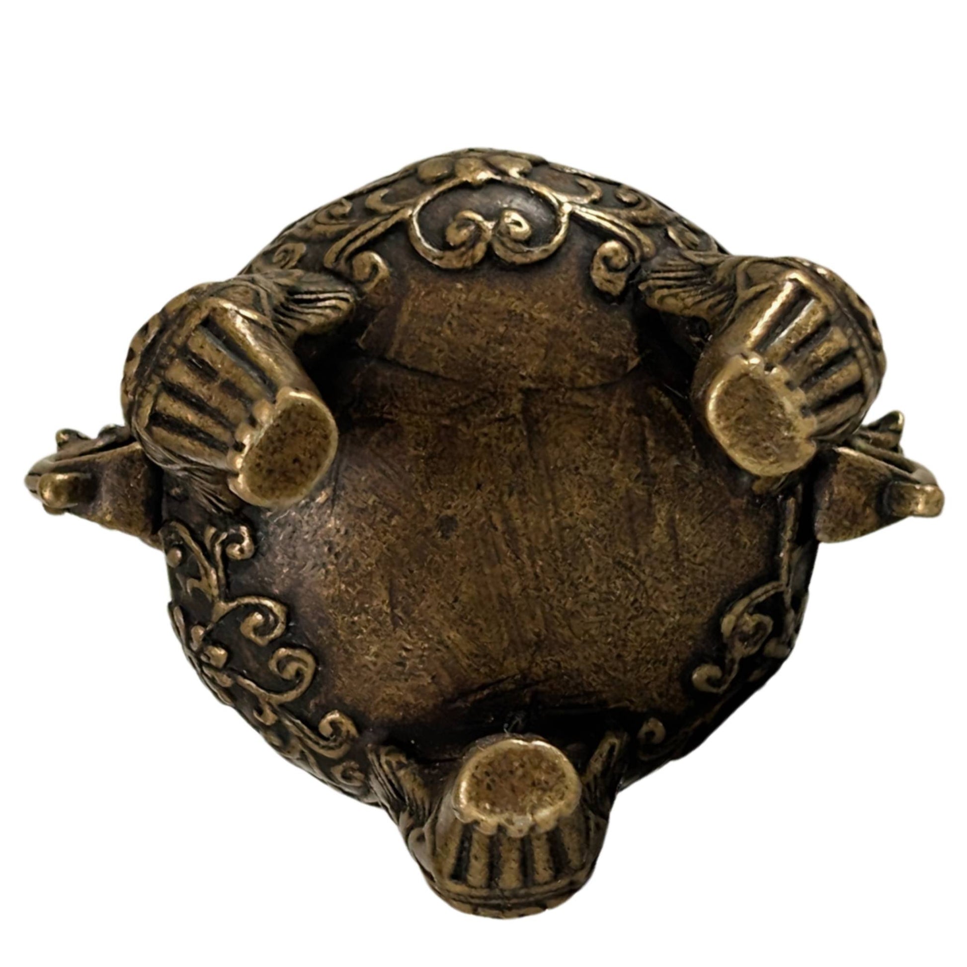 Small-format Chinese censer of cast bronze with a dragon head as a smoke outlet.