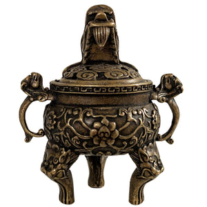 Brûleur d'encens miniature chinois en bronze en forme de dragon (Ding)