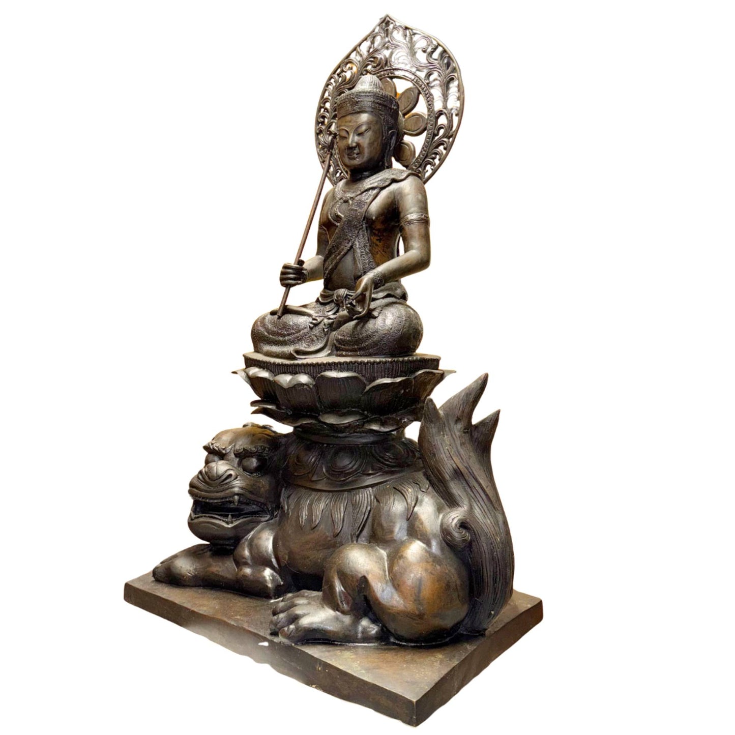 Monumental Chinese Buddhist statue of heavy bronze for entrance, office, or meditative room