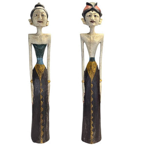 Paire monumentale d'icônes de mariage javanaises – Loro Blonyo – 100 cm – 11 kg