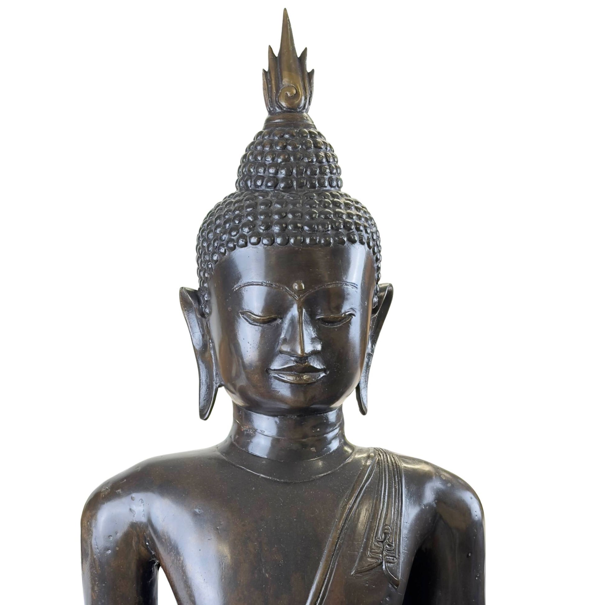 Monumental bronze Buddha sculpture inspired by Thai tradition