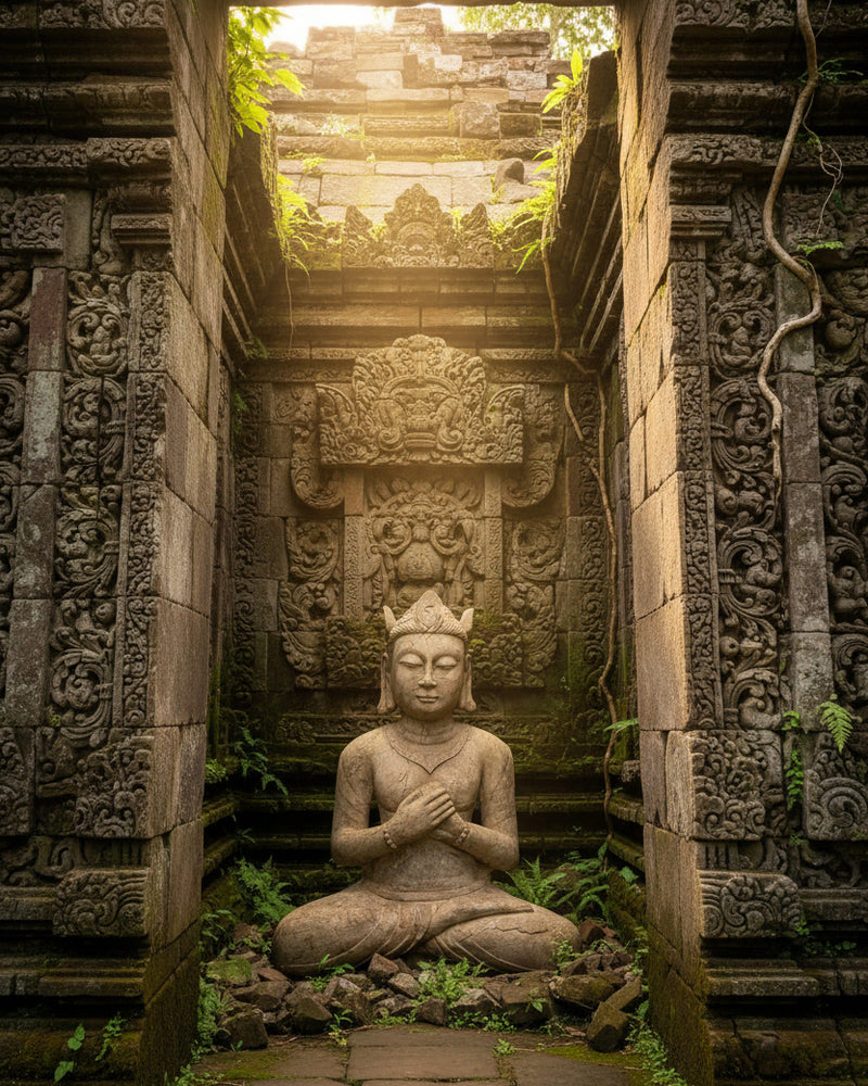 Statue monumentale en pierre d'une déesse Devi, temple d'Indonésie (Java ou Bali), XIXe siècle