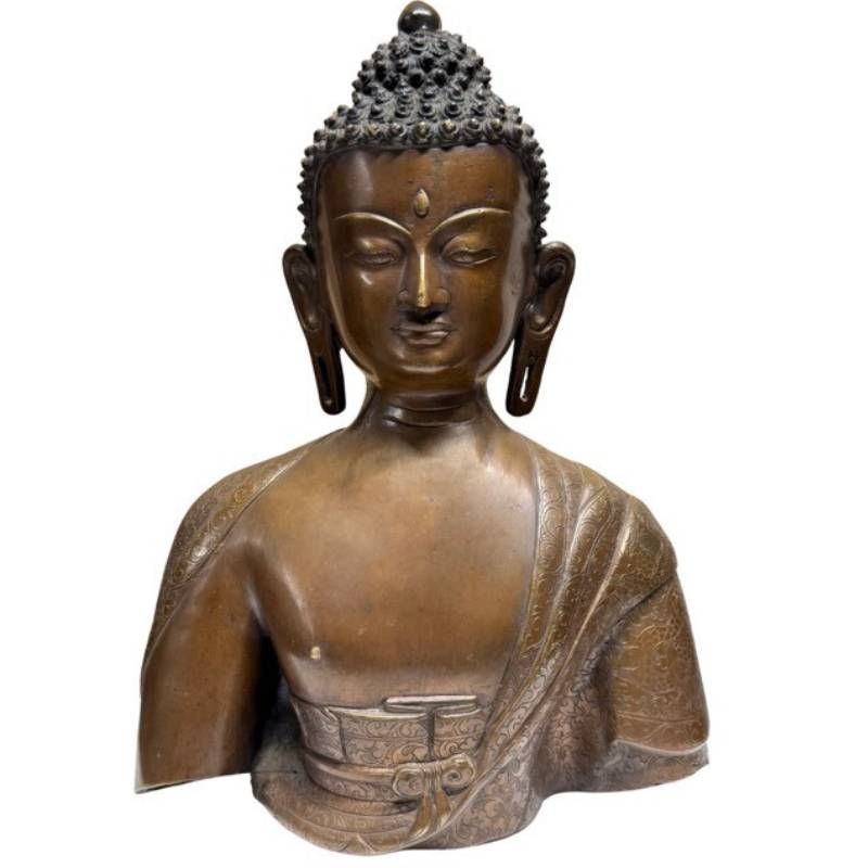 Monumental Nepalese bronze Buddha bust from the Newar tradition