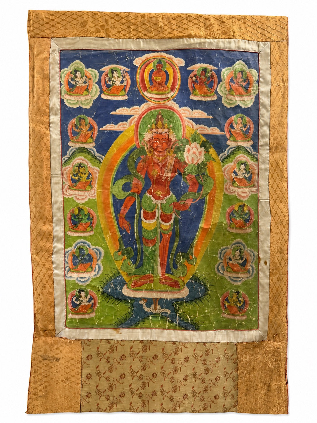 Monumental 19th‑century Nepalese thangka of Rakta Tara in full display