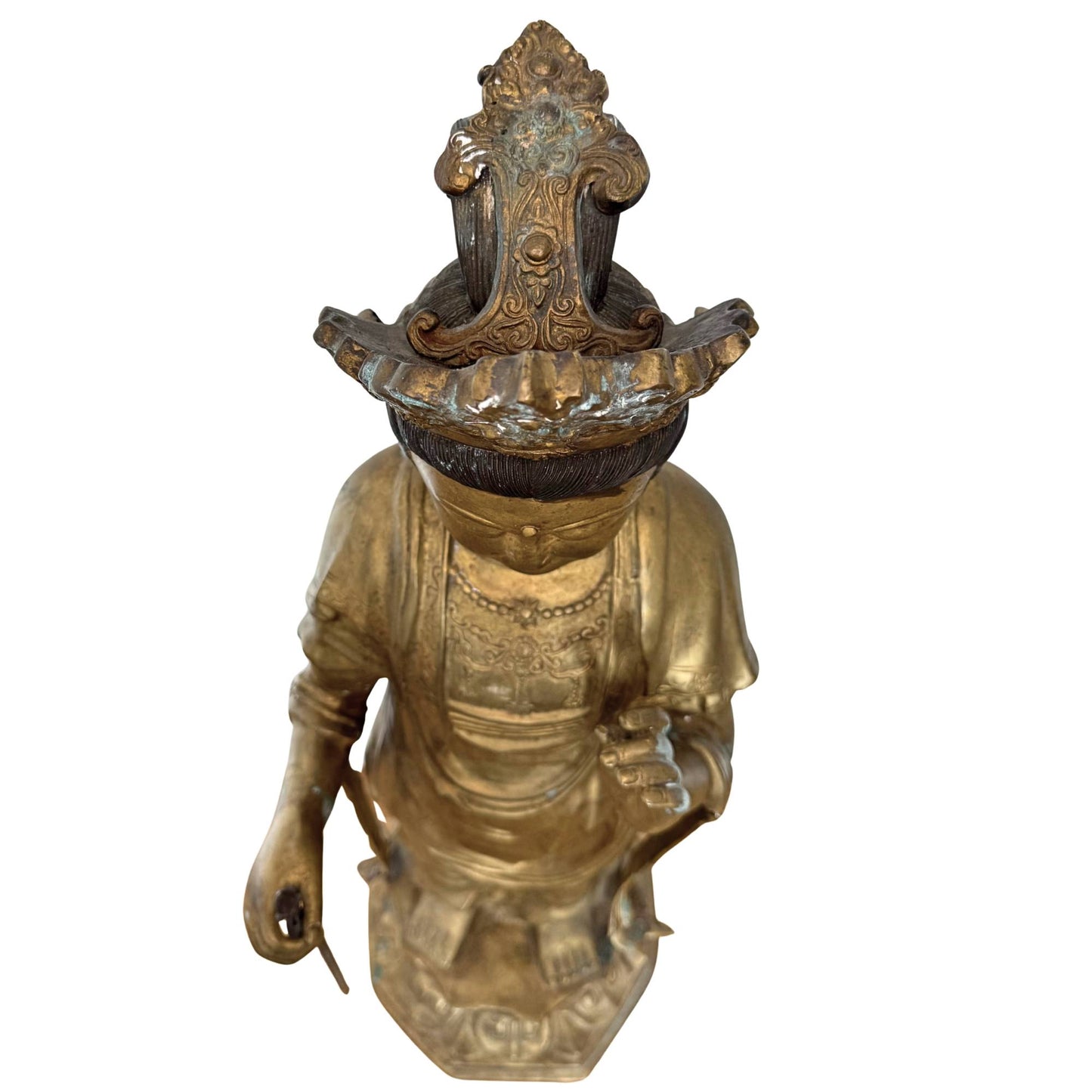 Hero Shot: Monumental 113 cm Japanese Sho Kannon, Edo period (17th century), in a dark gallery setting with dramatic lighting, showcasing its exceptional masterpiece presence.