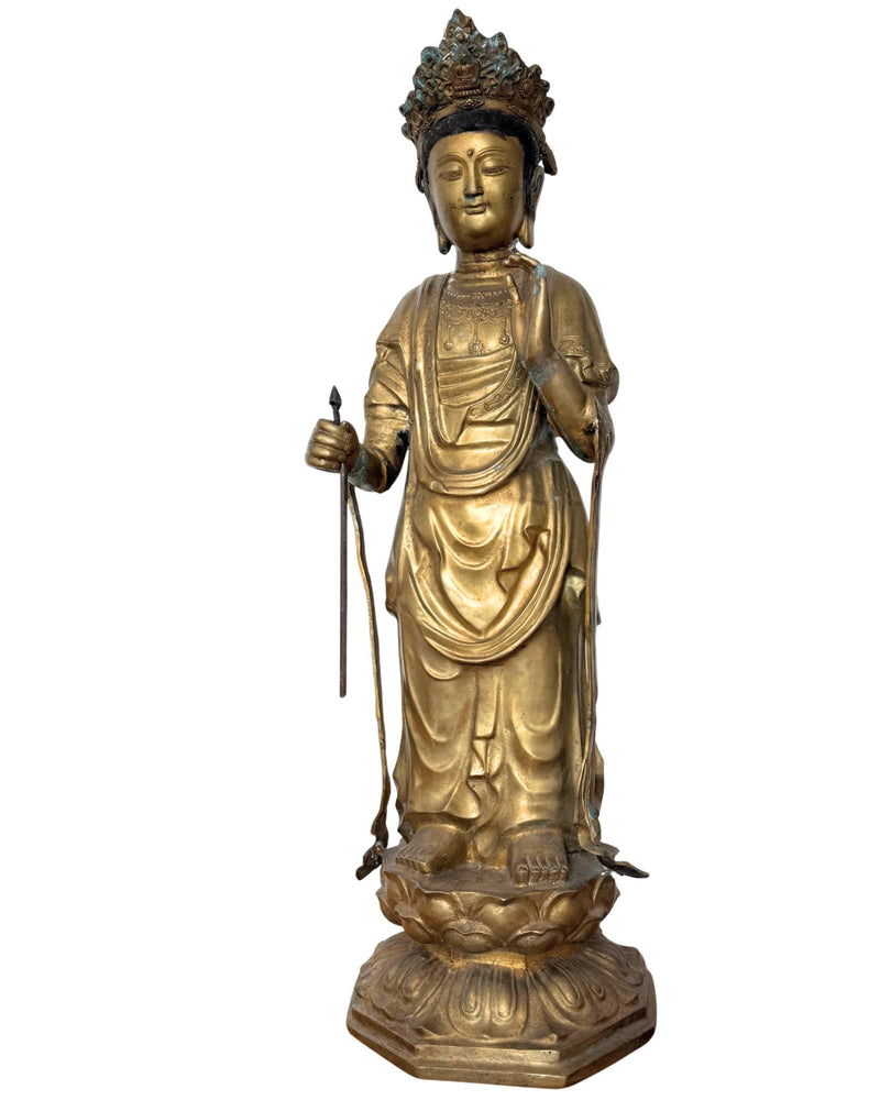 Bodhisattva Sho-Kannon monumental japonais | Époque d'Edo (XVIIe siècle) | Chef-d'œuvre en bronze de temple