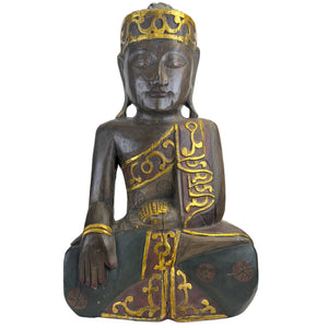 Monumental Vintage Balinese Hand Carved Wooden Jina Buddha – Monolithic Hardwood (60.5 cm / 7.1 kg)