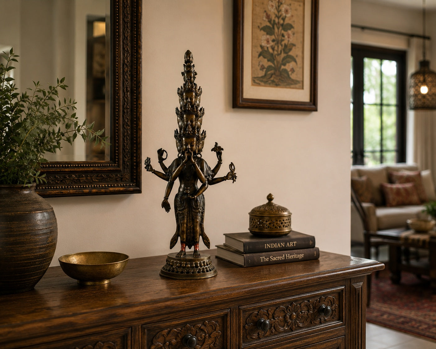 Antique Tibetan Bronze - Avalokiteshvara with 11 Heads (Ekadasamukha) - 60 cm
