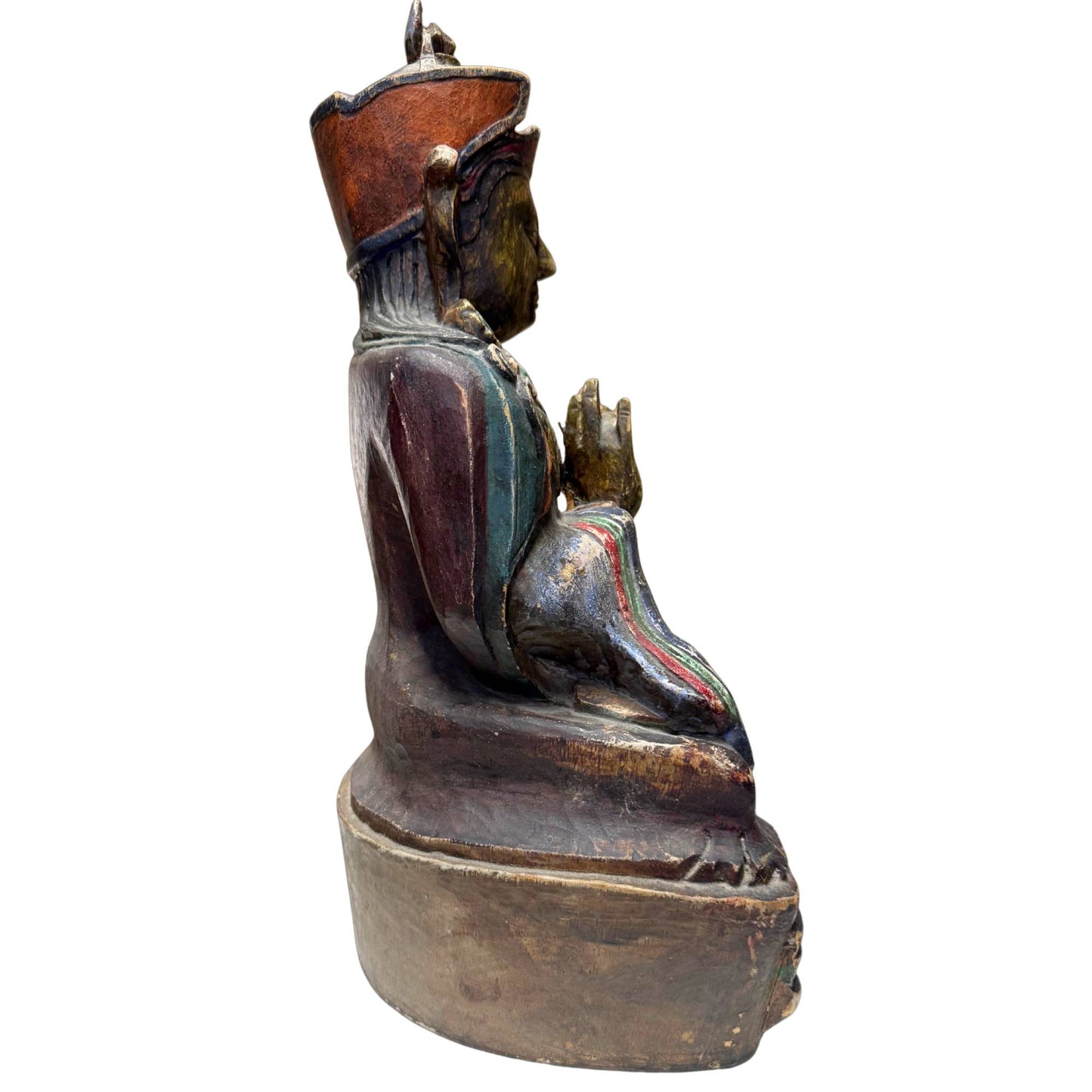Museum-quality Tibetan antique 2nd Karmapa polychrome wood