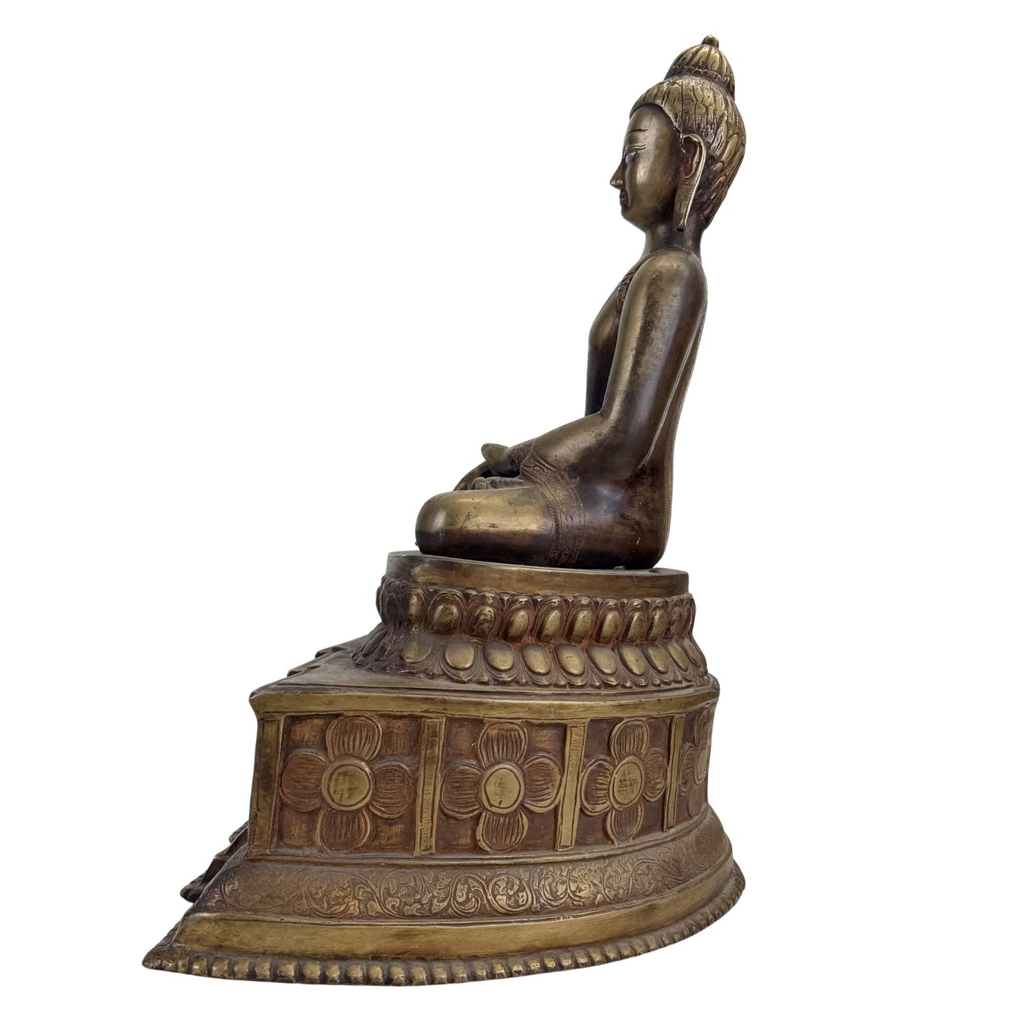 Museum-worthy Himalayan Buddha with a deep, dark temple patina and ritual aura