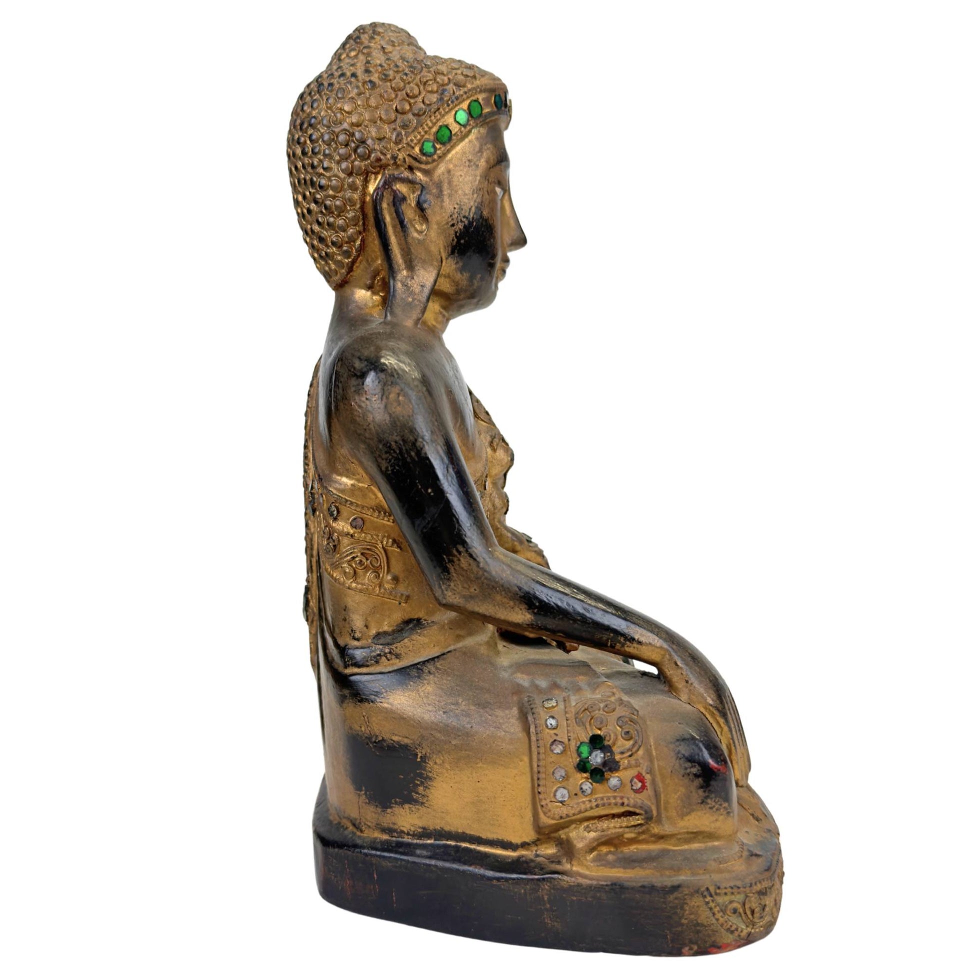 Burmese Buddha with black lacquer and traditional finish