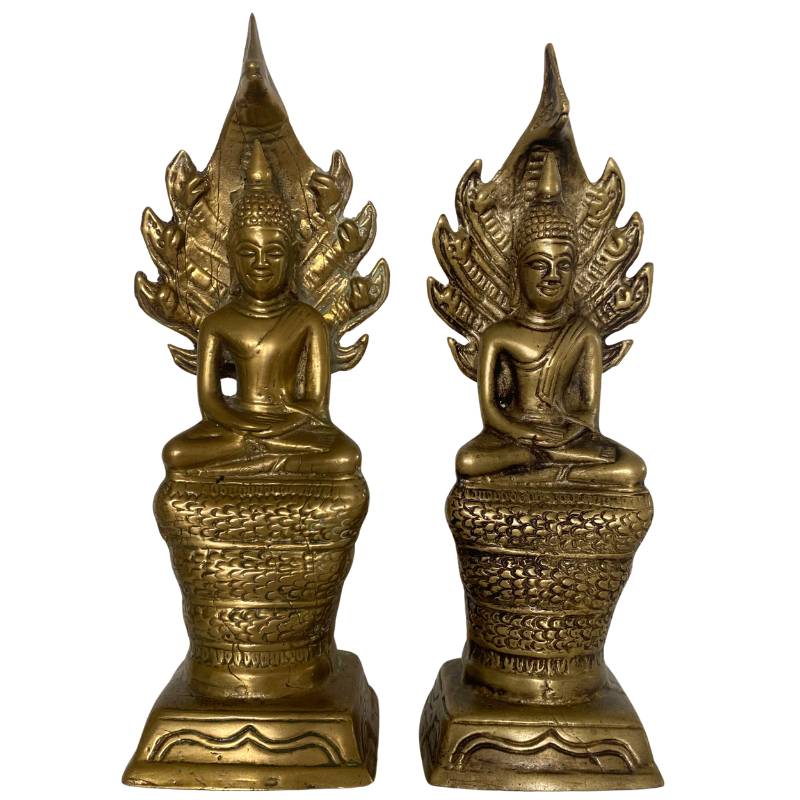 Naga Buddha statue brass Southeast Asia dhyana mudra