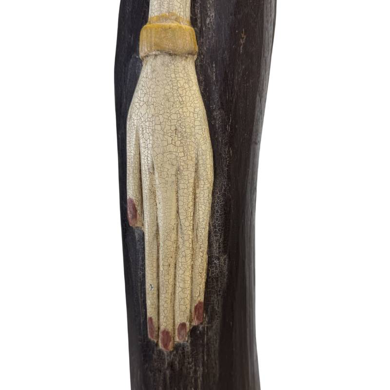 Natural crackle in the finish of the antique Indonesian wood.
