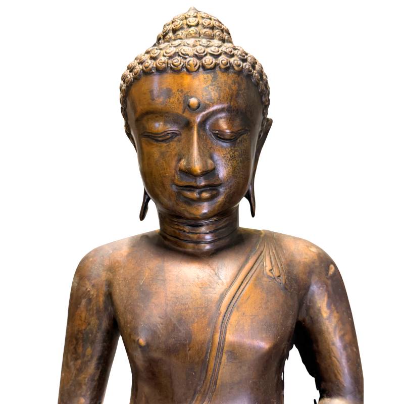 Deep, naturally formed dark patina on an antique Javanese collectible.