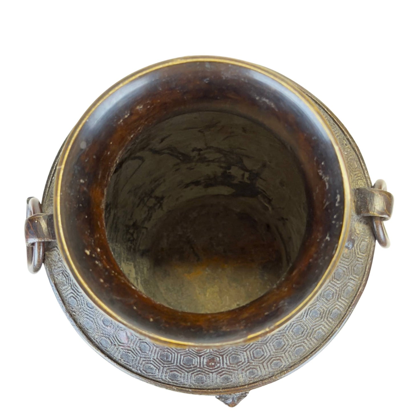 Macro shot of authentic oxidation on the Japanese copper base.